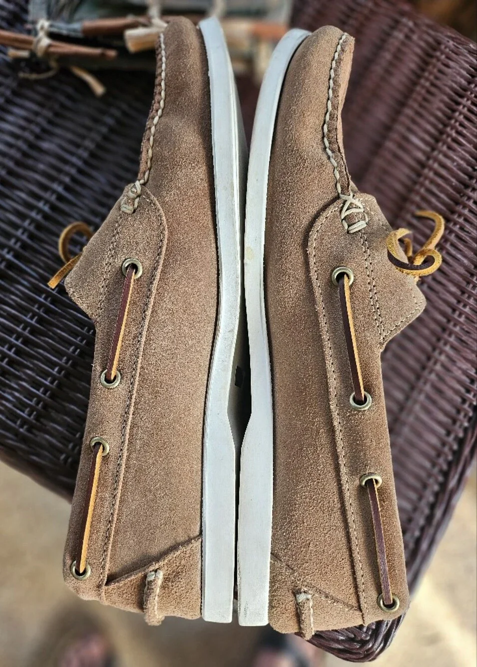 Oak Street Bootmakers Custom Leather Boat Shoe Natural Chromexcel Roughout 12.5